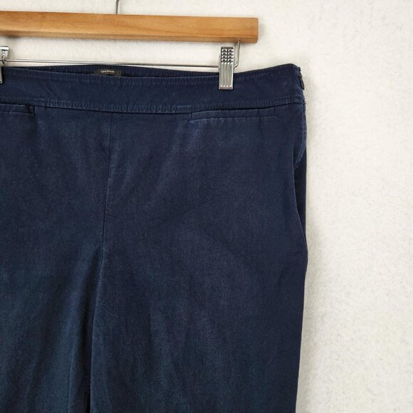 Talbots Pants Womens 14 Navy Blue Chatham Stretch Side Zip Straight Leg Hi Rise - Picture 2 of 12